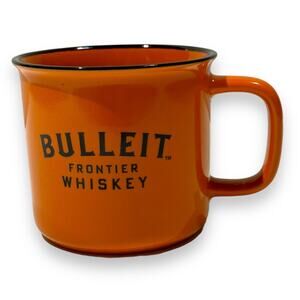 Bulleit Bourbon Frontier Whiskey Campfire Mug Coffee Cup Orange Ceramic